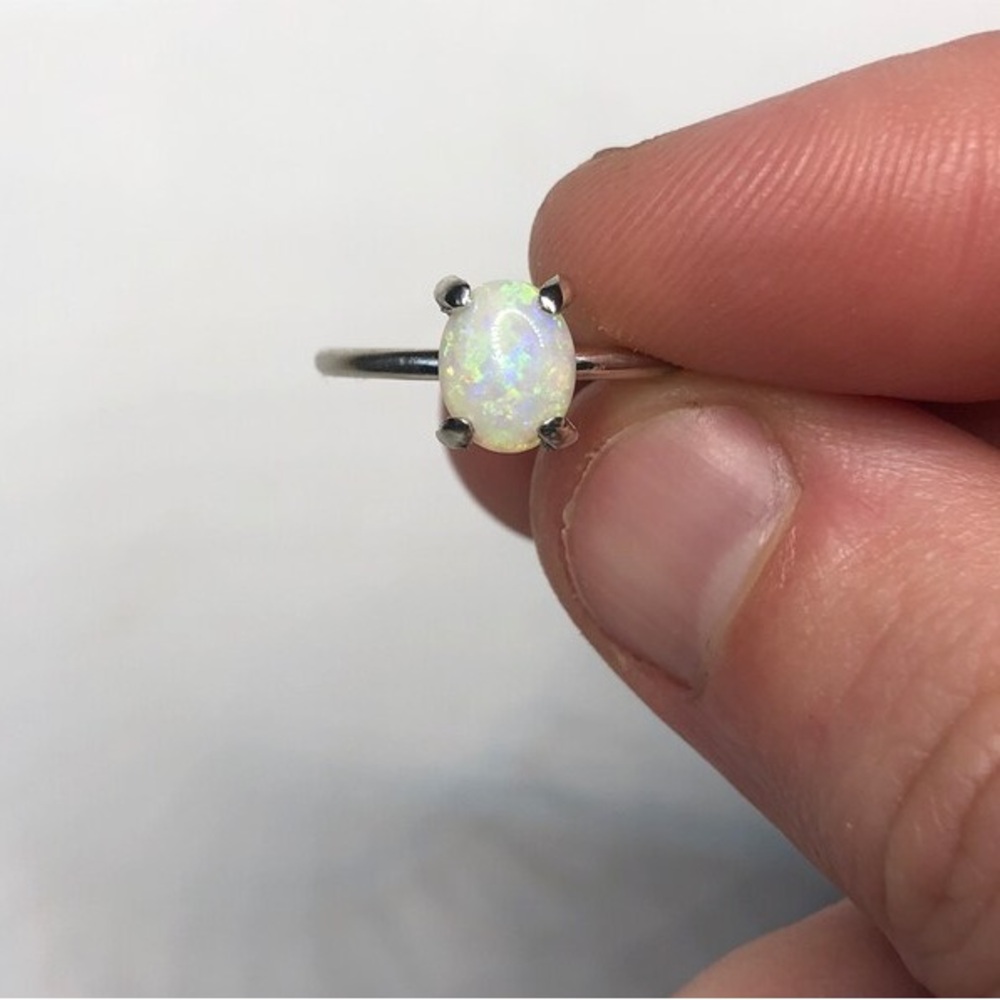 The “Libra” Handmade Sterling Silver Opal Ring | Dainty & Elegant oct birthstone - Picture 4 of 5